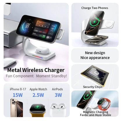 Aura Dock™ 3-in-1 Magnetic Fast Wireless Charger